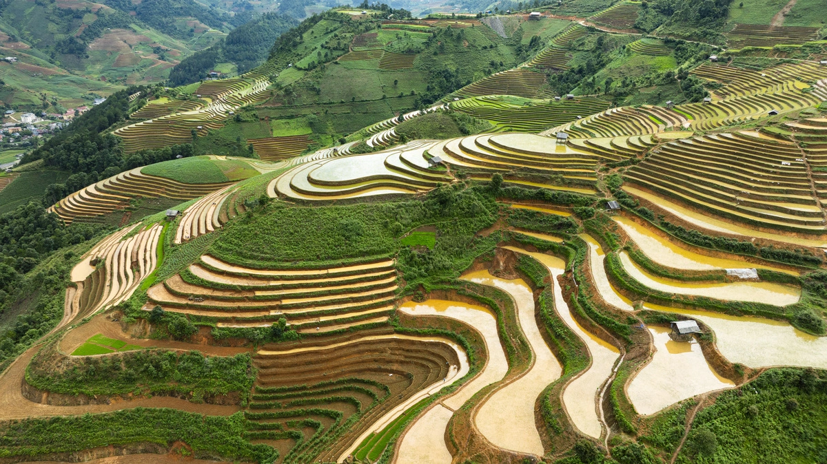 Ruộng bậc thang Mù Cang Chải mùa nước đổ như 'tấm gương khổng lồ'